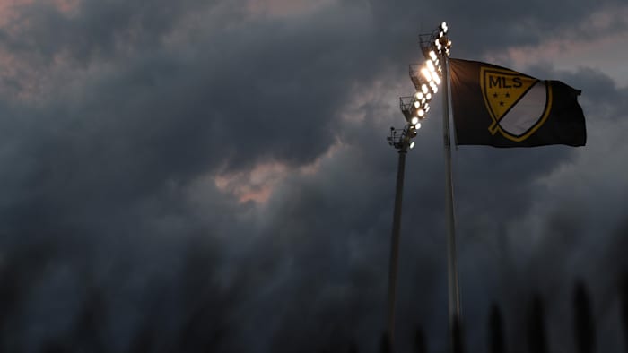 An MLS flag in Columbus before 2020 MLS Cup
